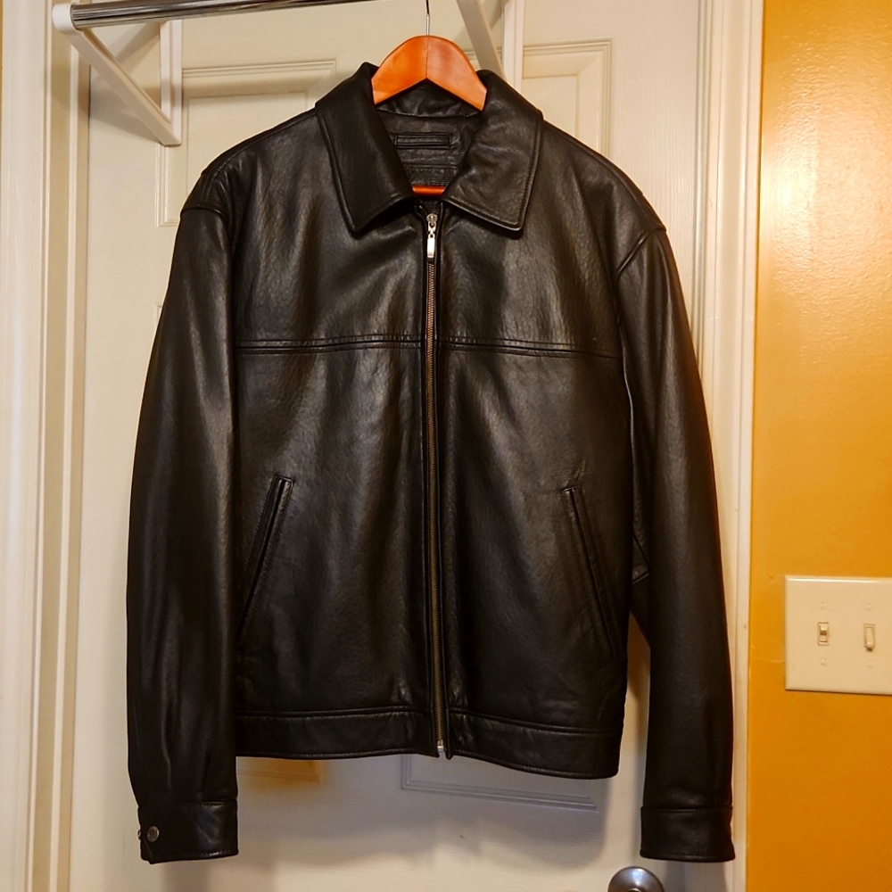 Men's Leather Roundtree and York Coat, Medium